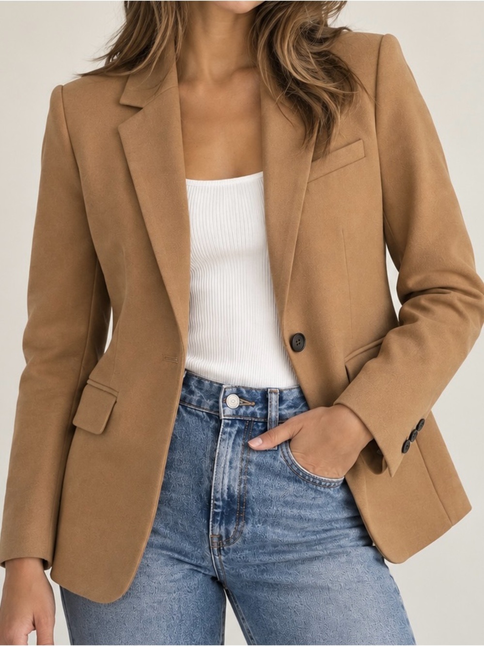 Banana Republic Camel Brown Single-Button Women's Blazer